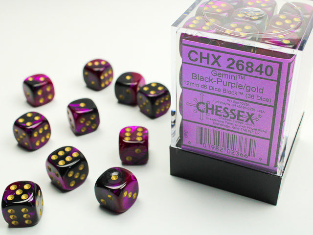 CHX 26840 Gemini Black-Purple/Gold 12mm D6 Dice Block