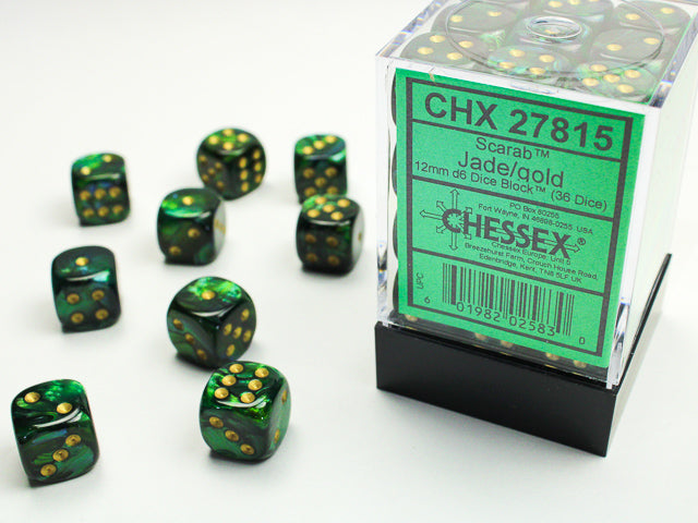CHX 27815 Scarab Jade/Gold 12mm Dice Block
