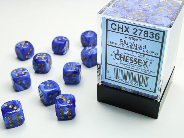 CHX 27836 Vortex Blue/Gold 12mm D6 Dice Block