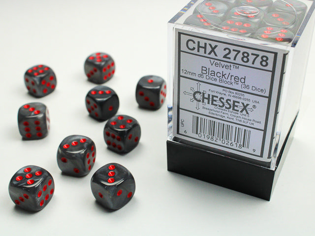 CHX 27878 Velvet Black/Red 12mm D6 Dice Block