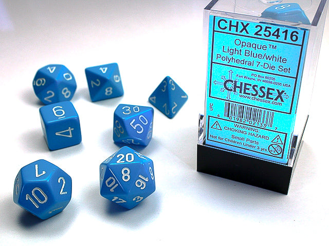 CHX 25416 Opaque Light Blue/White Polyhedral 7 Die Set