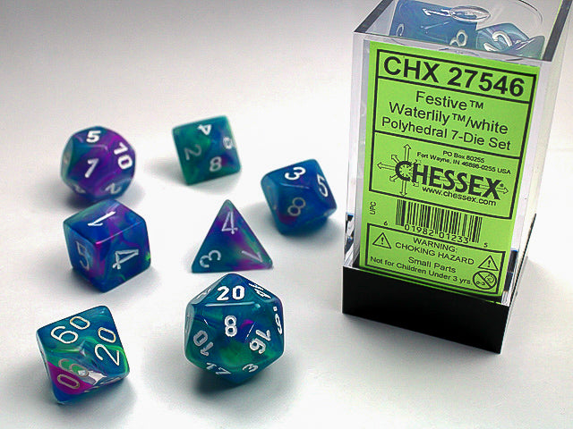 CHX 27546 Festive Waterlily/White Polyhedral 7 Die Set