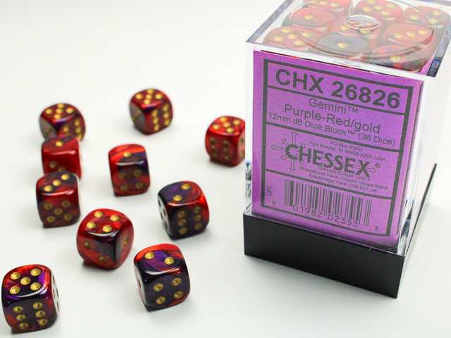 CHX 26826 Gemini Purple-Red/Gold 12mm D6 Dice Block