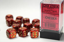 CHX 27614 Scarab Scarlet/gold 16mm d6 Dice Block (12 dice)