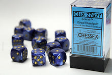 CHX 27627 Scarab Royal Blue/gold 16mm d6 Dice Block (12 dice)