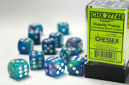 CHX 27746 Festive Waterlily/White 16mm D6 Dice Block