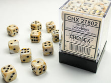 CHX 27802 Marble Ivory/Black 12mm D6 Dice Block