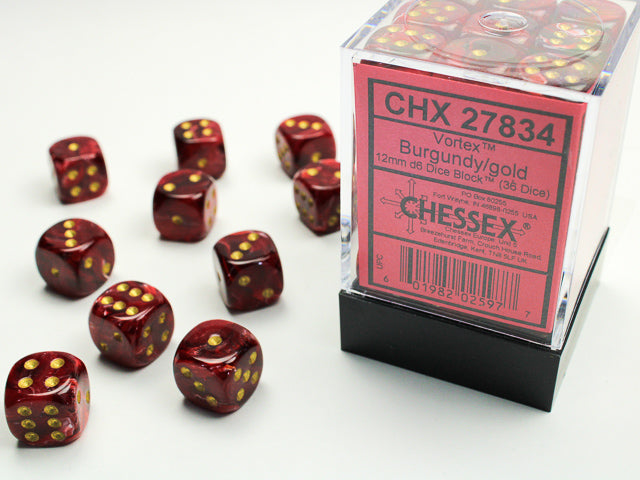 CHX 27834 Vortex Burgundy/Gold 12mm D6 Dice Block