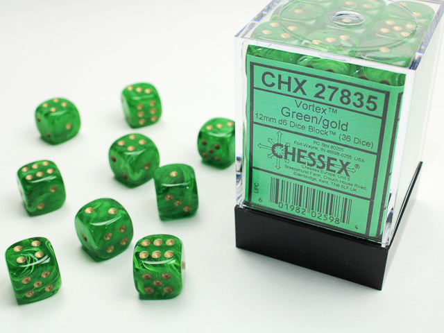 CHX 27835 Vortex Green/Gold 12mm D6 Dice Block