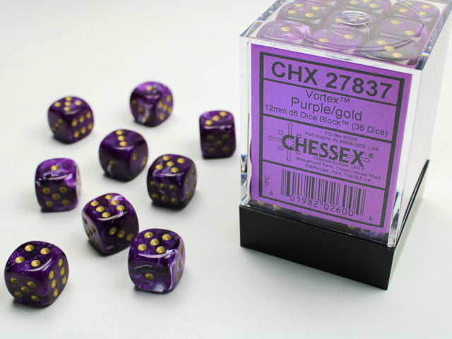 CHX 27837 Vortex Purple/Gold 12mm D6 Dice Block