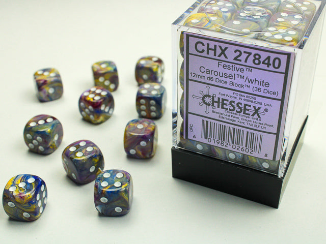 CHX 27840 Festive Carousel/White 12mm D6 Dice Block