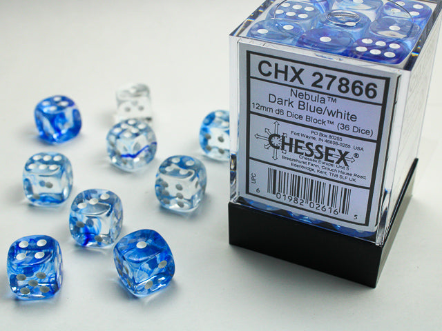 CHX 27866 Nebula Dark Blue/White 12mm D6 Dice Block