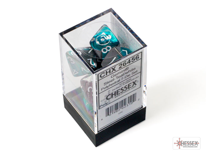CHX 26456 Gemini Steel-Teal/White Polyhedral 7-Die Set
