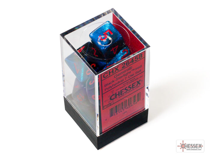 CHX 26458 Gemini Black-Starlight/Red Polyhedral 7-Die Set