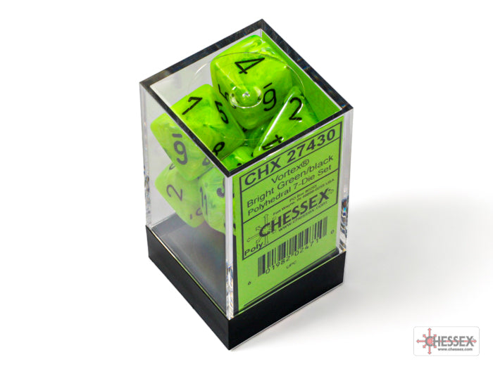 CHX 27430 Vortex Bright Green/Black Polyhedral 7-Die Set
