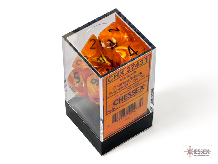 CHX 27433 Vortex Orange/Black Polyhedral 7-Die Set