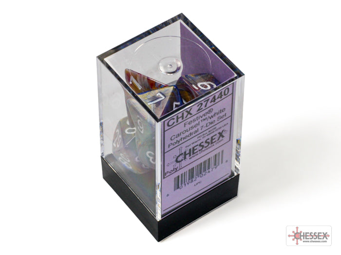 CHX 27440 Festive Carousel/White Polyhedral 7-Die Set