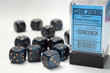 CHX 25626 Opaque Dusty Blue/Copper 16mm D6 Dice Set