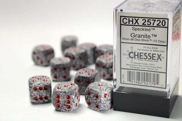 CHX 25720 Speckled Granite 16mm D6 Dice Set