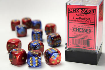 CHX 26629 Gemini Blue Red/Gold 16mm D6 Dice Set