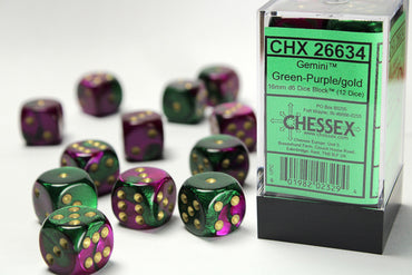 CHX 26634 Gemini Green Purple/Gold 16mm D6 Dice Set