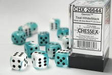 CHX 26644 Gemini Teal White/Black 16mm D6 Dice Set