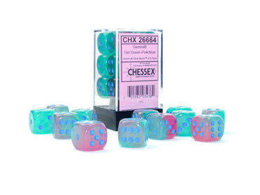 CHX 26664 Gemini Gel Green Pink/Blue 16mm D6 Dice Set