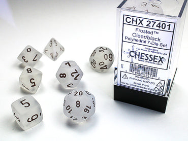 CHX 27401 Frosted Clear/Black Polyhedral 7 Die Set