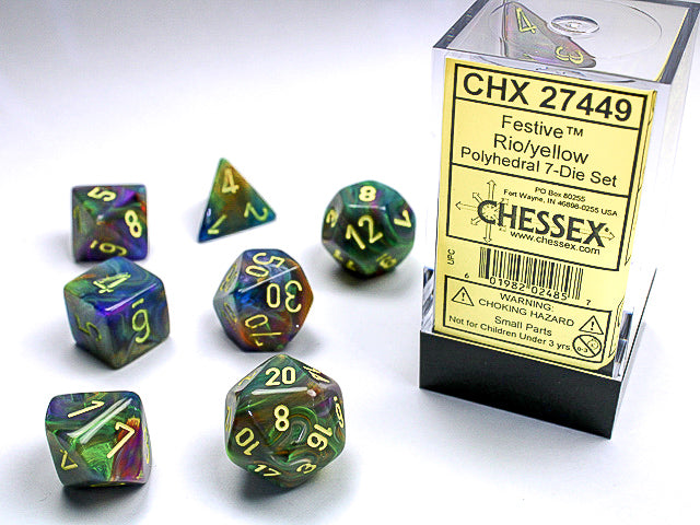 CHX 27449 Festive Rio/Yellow Polyhedral 7 Die Set