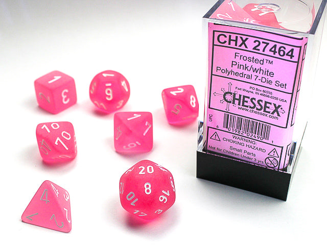 CHX 27464 Frosted Pink/White Polyhedral 7 Die Set