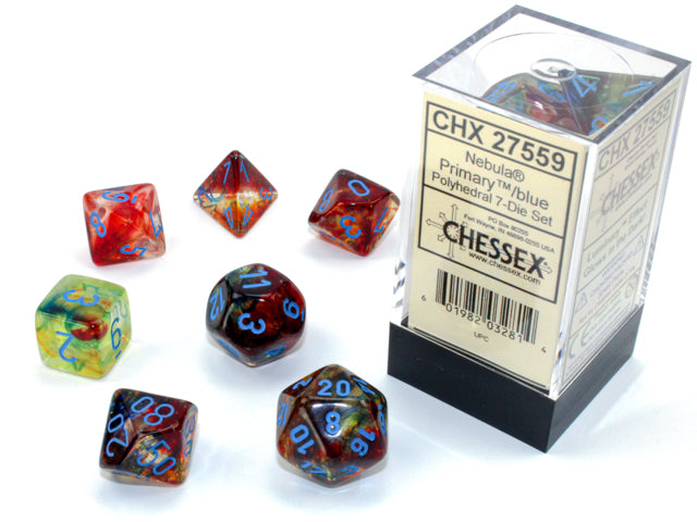 CHX 27559 Nebula Primary/Blue Polyhedral 7 Die Set