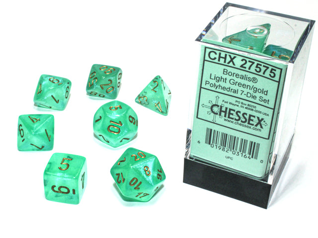 CHX 27575 Borealis Light Green/Gold Polyhedral 7 Die Set