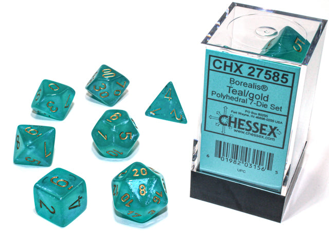 CHX 27585 Borealis Teal/Gold Polyhedral 7 Die Set