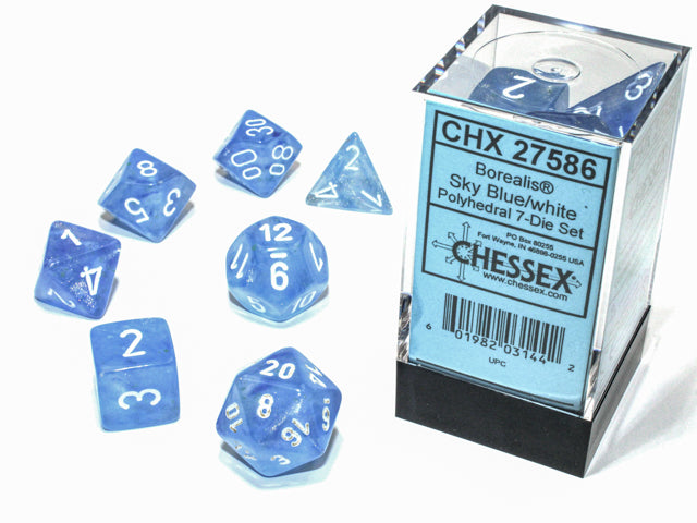 CHX 27586 Borealis Sky Blue/White Polyhedral 7 Die Set