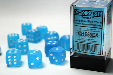 CHX 27616 Frosted Caribbean Blue/White 16mm D6 Dice Set