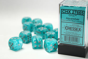 CHX 27665 Cirrus Aqua/Silver 16mm D6 Dice Set