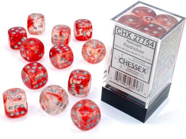 CHX 27754 Nebula Red/Silver 16mm D6 Dice Set