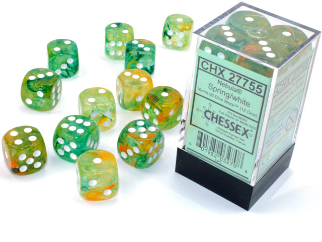 CHX 27755 Nebula Spring/White 16mm D6 Dice Set