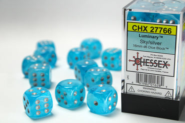 CHX 27766 Luminary Sky/Silver 16mm D6 Dice Set