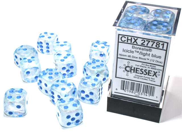 CHX 27781 Borealis Icicle/Light Blue 16mm D6 Dice Set