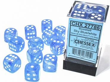 CHX 27786 Borealis Sky Blue/White 16mm D6 Dice Set