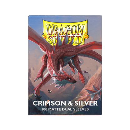Dragon Shield: Standard 100ct Sleeves - Crimson & Silver (Dual Matte)
