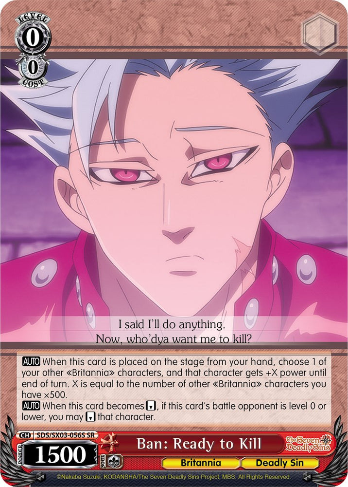 Ban: Ready to Kill (SDS/SX03-056S SR) [The Seven Deadly Sins]