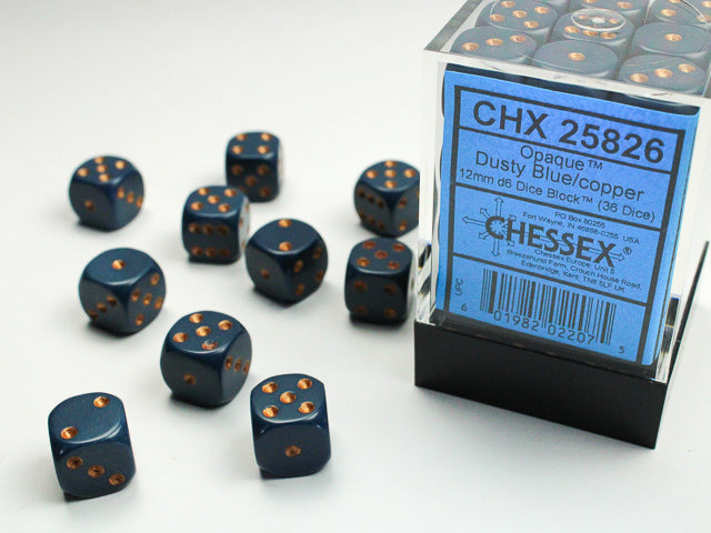 CHX 25826 Opaque Dusty Blue/Copper 12mm D6 Dice Block