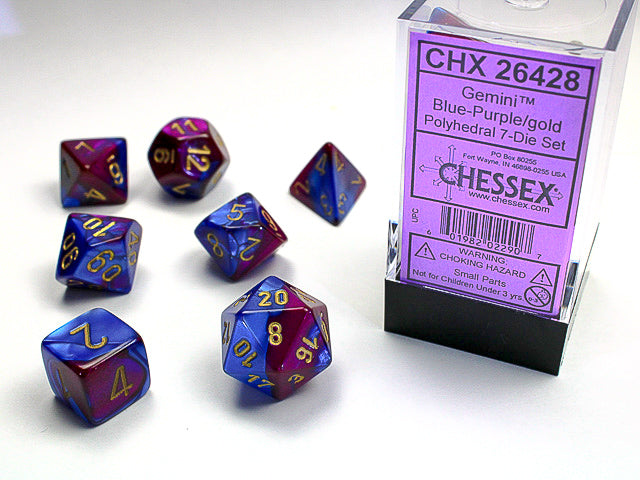 CHX 26428 Gemini Blue-Purple/Gold Polyhedral 7 Die Set