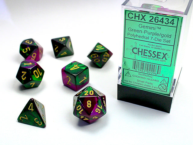 CHX 26434 Gemini Green-Purple/Gold Polyhedral 7 Die Set