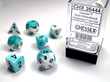 CHX 26444 Gemini Teal-White/Black Polyhedral 7 Die Set