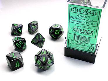 CHX 26445 Gemini Black-Grey/Green Polyhedral 7 Die Set