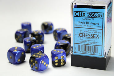 CHX 26635 Gemini Black-Blue/Gold 16mm D6 Dice Block