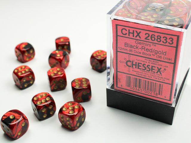 CHX 26833 Gemini Black-Red/Gold 12mm D6 Dice Block